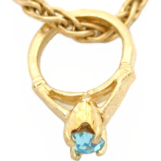 14k Gold Simulated Aquamarine March Birthstone Love My Baby Girl Charm 14k Gold Simulated Aquamarine March Birthstone Love My Baby Girl Charm